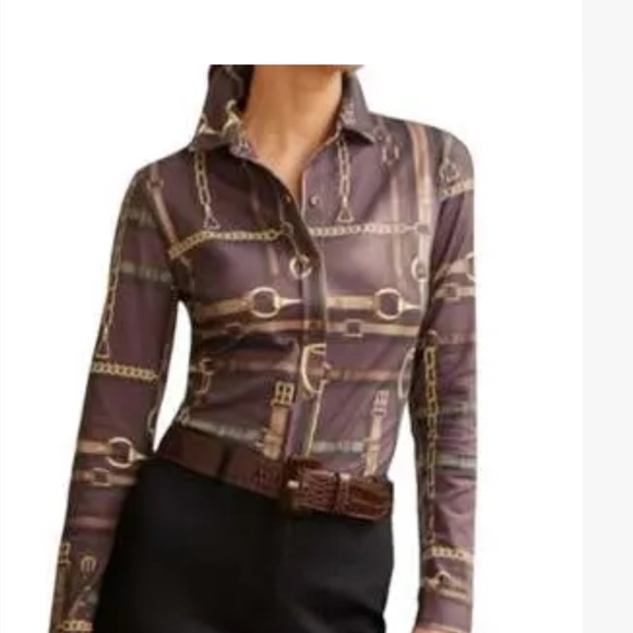 J. McLaughlin Tops - J. McLaughlin 'Betty' equestrian horse-bit print blouse Size XSMALL
